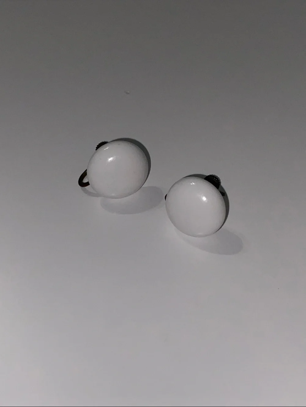 White Dome Clip-On Glass Earrings